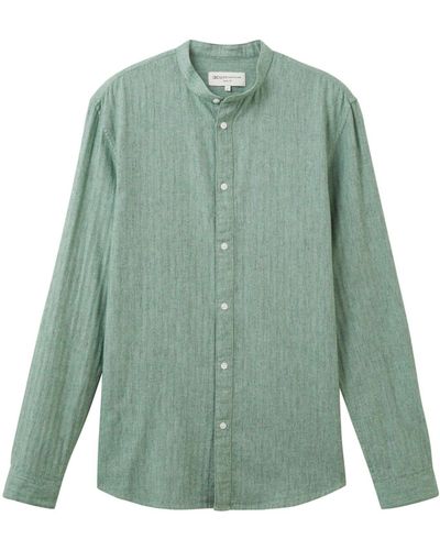 Tom Tailor Langarmhemd herringbone shirt - Grün