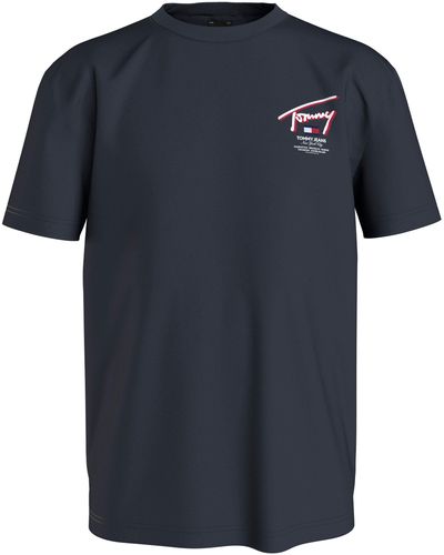Tommy Hilfiger T-Shirt TJM REG 3D STREET SIGNTR TEE EXT mit Print auf dem Rücken - Blau