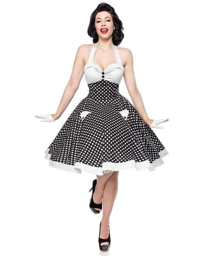 Belsira A-Linien- Vintage-Swing-Kleid 50er Jahre Pin Up Rockabilly Retro Sommerkleid - Schwarz