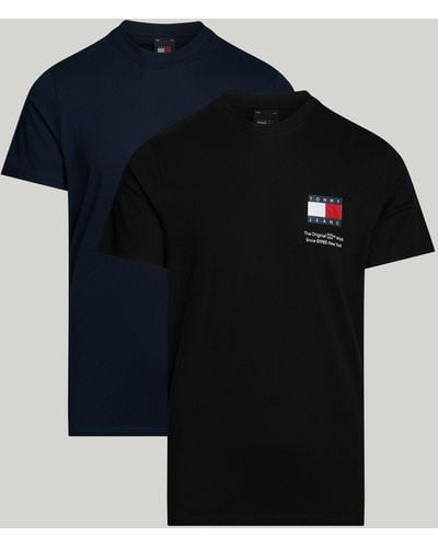Tommy Hilfiger T-Shirt TJM SLIM 2PACK /S FLAG DNA TEE - Schwarz
