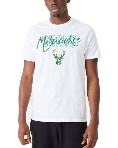 KTZ Print-Shirt SCRIPT NBA Milwaukee Bucks - Weiß