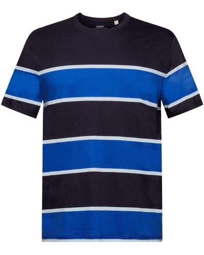 Edc By Esprit Gestreiftes T-Shirt, 100 % Baumwolle (1-tlg) - Blau