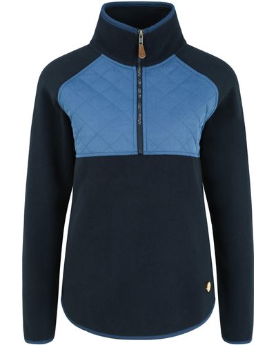 Oxmo Sweatshirt OXMalita Fleece Troyer mit Stepp-Detail - Blau