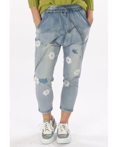 La Strada Relax-fit-Jeans mit Patches - Blau