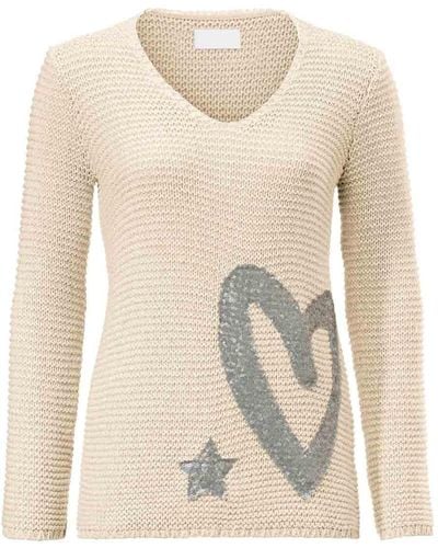 heine Troyer Grobstrickpullover mit Pailletten, natur