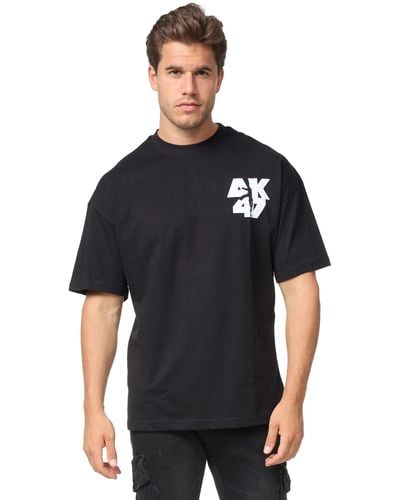 DENIM HOUSE Oversizd T-Shirt mit besonderem Druck Loose Fit Schwarz E698 M