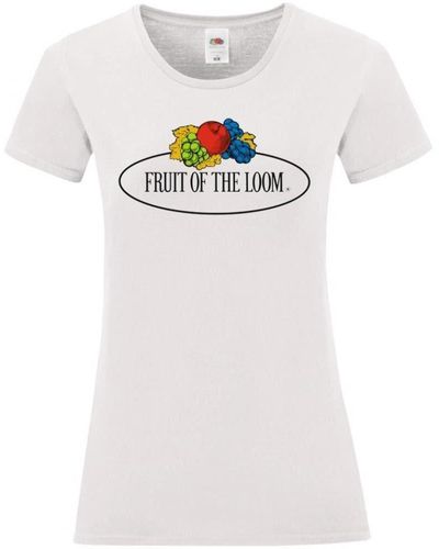 Fruit Of The Loom Rundhalsshirt Ladies Vintage T Large Logo Print - Weiß