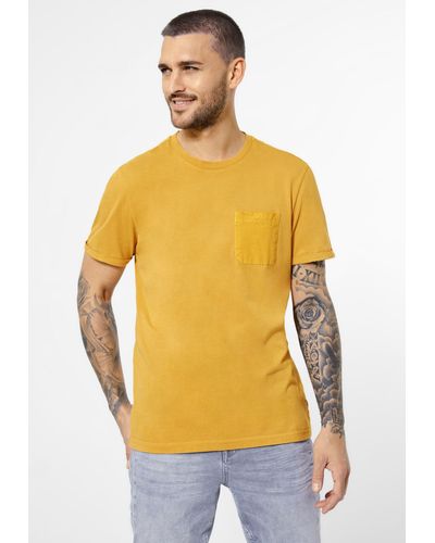 Street One Men T-Shirt mit Brusttasche - Gelb