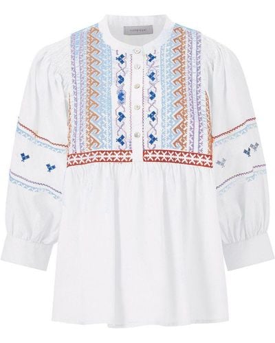 Rich & Royal Blusenshirt blouse with embroidery organic, white - Weiß
