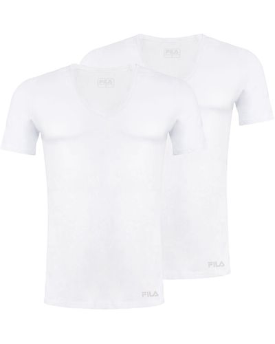 Fila T-Shirt 2er Pack V-Neck aus weichem Baumwolljersey - Weiß