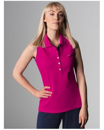 Trigema Shirttop Ärmelloses Poloshirt mit kontrastfarbigen Akzenten (1-tlg) - Pink