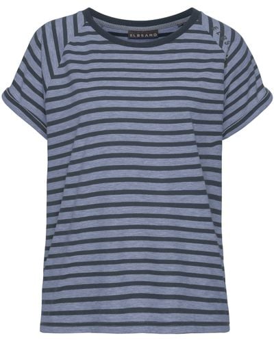 Elbsand Kurzarmshirt Caira mit Streifen, T-Shirt aus Baumwoll-Mix, sportlich und bequem - Blau