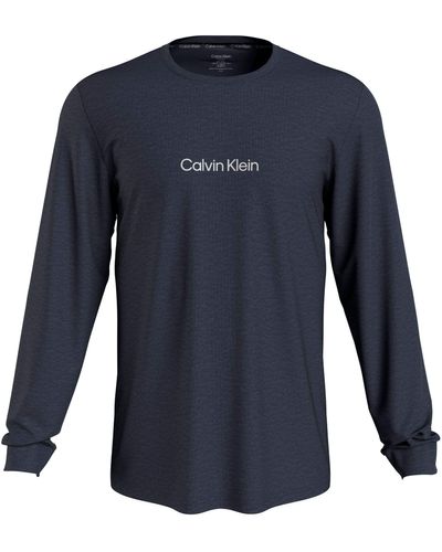 Calvin Klein Langarmshirt L/S DOWN für DE Lyst Herren mit BUTTON Logo-Elastikbund in Blau 