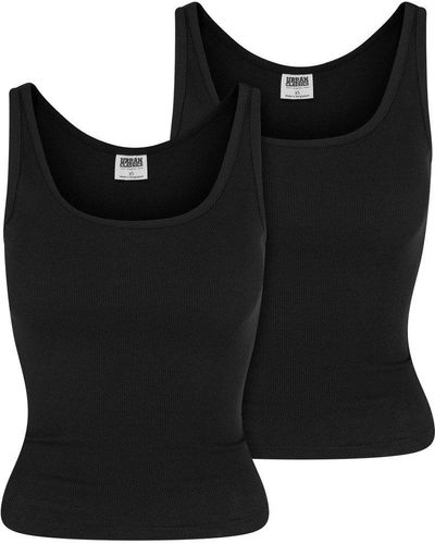 Urban Classics T-Shirt Ladies Organic Basic Rib Top 2-Pack - Schwarz