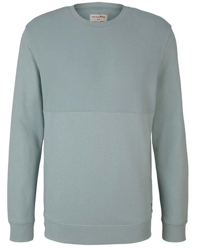 Tom Tailor Sweatshirt Structure Crew-Neck aus Baumwolle - Blau