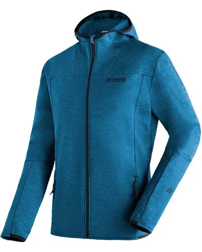 Maier Sports Fleecejacke Fave M Fleece mit verstellbarer Kapuze, atmungsaktiver Zip-Hoodie - Blau