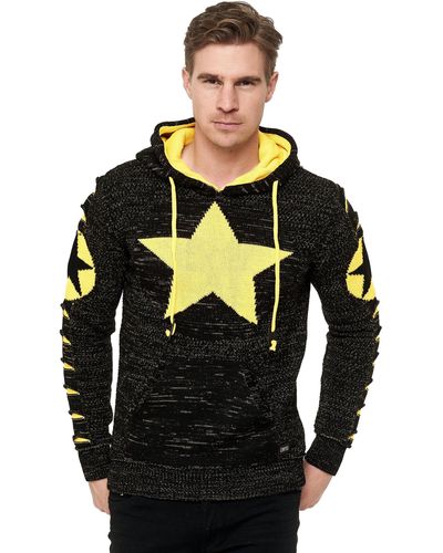 Rusty Neal Kapuzensweatshirt mit großem Stern-Design - Schwarz
