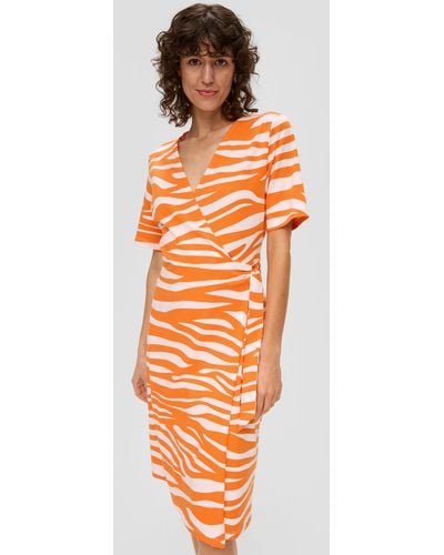 S.oliver Minikleid Kleid mit V-Ausschnitt - Orange