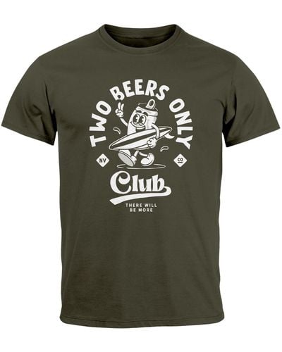 Neverless T-Shirt Printshirt Comic Style Bier Spruch Sommer Urlaub mit Print - Grün