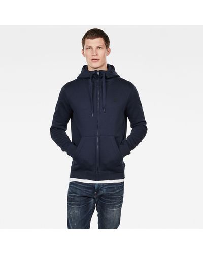 G-Star RAW , Premium Core Hooded Zip Sweatshirt, Schwarz - Blau