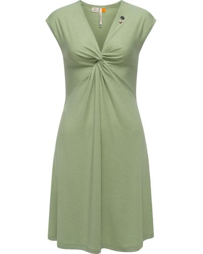 Ragwear Jerseykleid Comfrey Solid stylisches Sommerkleid mit tiefem V-Ausschnitt - Grün