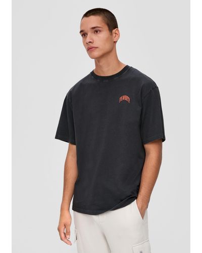 QS Kurzarmshirt T-Shirt mit Rückenprint - Schwarz