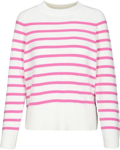 THE FASHION PEOPLE Rundhalspullover striped sweater knitted - Pink