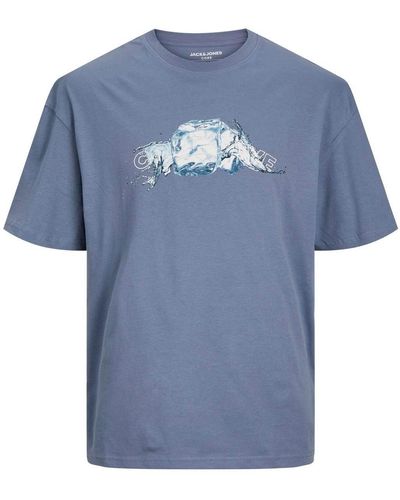 Jack & Jones T-Shirt JCOSPLASH TEE SS CREW NECK GC - Blau