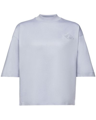 Esprit 3/4-Arm- Baumwoll-T-Shirt mit Logo und Stehkragen - Mehrfarbig
