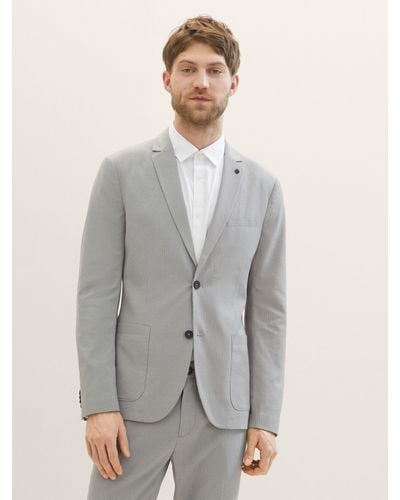 Tom Tailor Sakko Blazer mit aufgesetzten Taschen - Grau