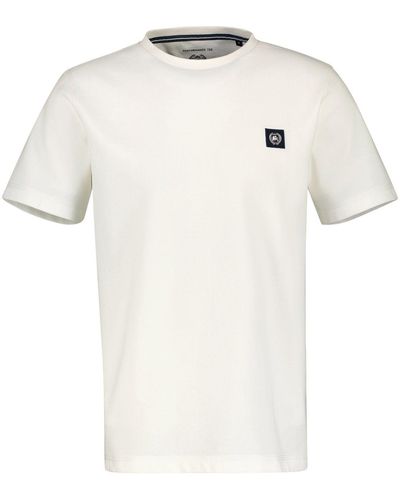 Lerros Kurzarmshirt mit Logo-Print auf der Brust - Weiß