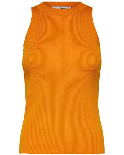 SELECTED T-Shirt Top SOLINA (1-tlg) - Orange