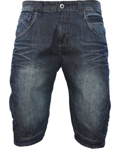 Shine Original Jeansshorts dunkelblau mit cooler Faltenbildung