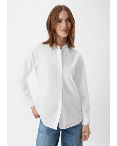 comma casual identity Langarmbluse Blusenhemd mit verlängertem Rücken Logo - Weiß