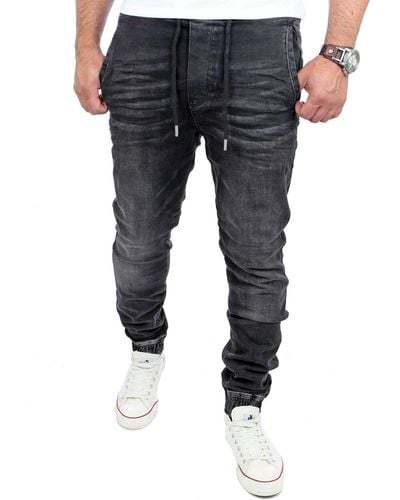 Reslad Casual Style Jeans- -Hose RS-2071 Stretch Jogging-Denim Slim Fit - Weiß