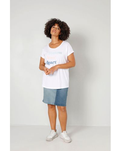 Angel of Style Strickpullover T-Shirt oversized Schriftzug Halbarm - Mehrfarbig