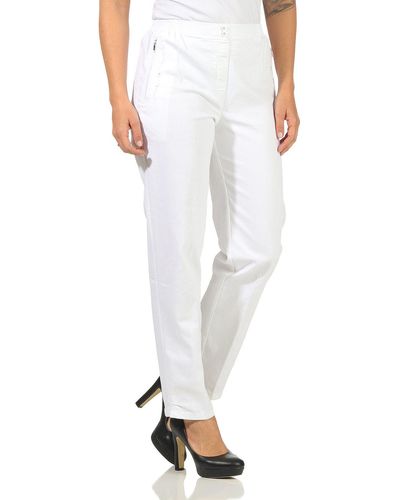 Aurela Damenmode Aurela mode Straight-Jeans Stretch Jeans Schlupfhose Kurzgröße Jeanshose Denim Größe 36 bis 54 - Weiß