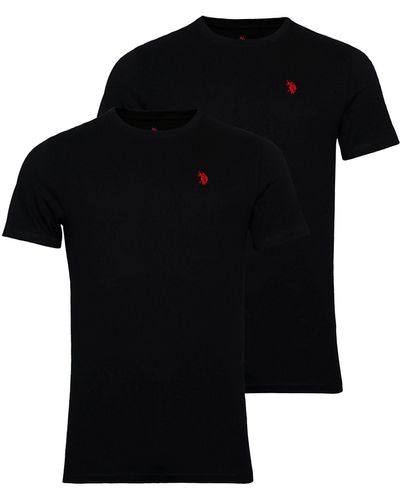 U.S. POLO ASSN. Shirt 2er Pack T-Shirts Rundhals (1-tlg) - Schwarz