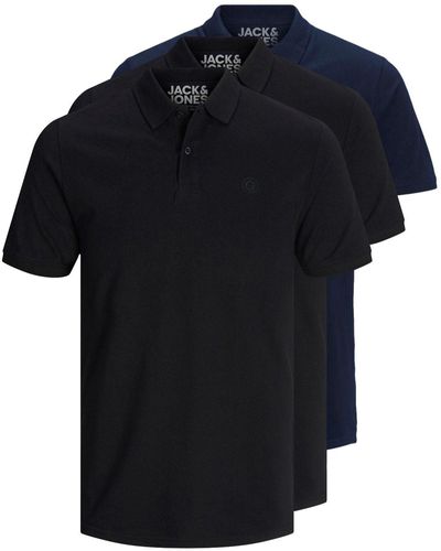 Jack & Jones Poloshirt Basic (3-tlg., 3er Pack) slimfit / figurbetont geschnitten - Schwarz