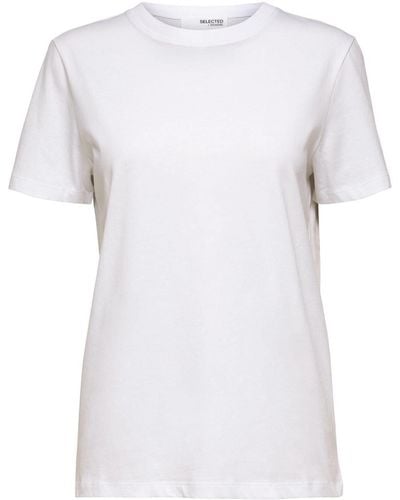 SELECTED T-Shirt SLFMYESSENTIAL SS O-NECK TEE NOOS - Weiß