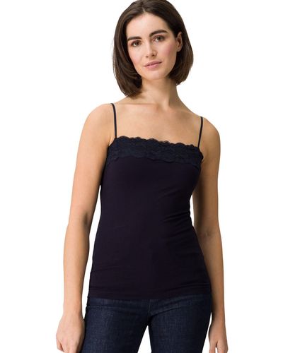 Zero T-Shirt mit Spitze Style Tessa (1-tlg) Plain/ohne Details - Blau