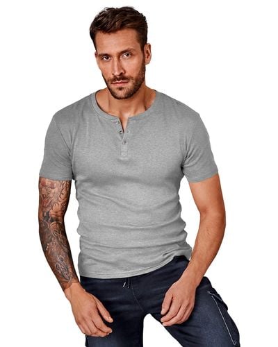 H.i.s. T-Shirt mit aufwendiger Knopfleiste perfekt als Unterziehshirt - Grau