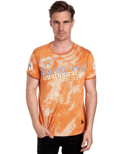 Rusty Neal T-Shirt mit toller Batik-Optik - Orange