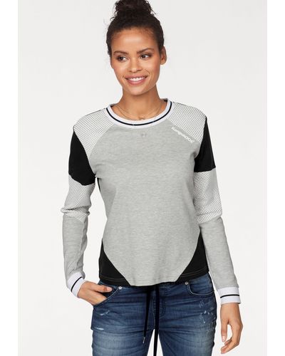 Kangaroos Sweatshirt im Colorblocking-Design mit Pünktchen - Grau