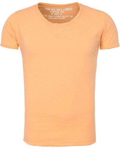 Key Largo T-Shirt Bread vintage Look uni Basic T00621 Rundhalsauschnitt unifarben kurzarm slim fit - Orange