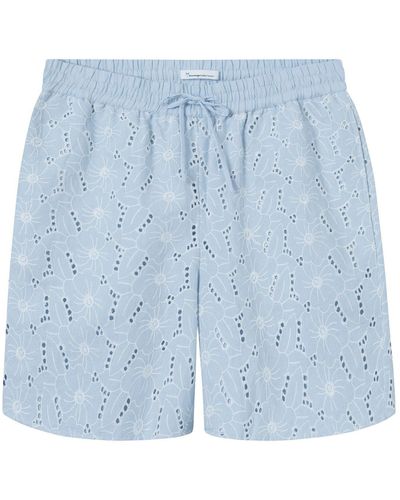 Knowledge Cotton Embroidery Anglaise Shorts - Blau