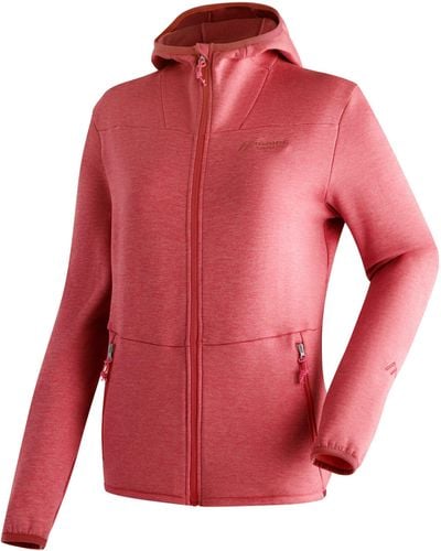 Maier Sports Fleecejacke Fave W Fleece mit verstellbarer Kapuze, atmungsaktiver Zip-Hoodie - Rot