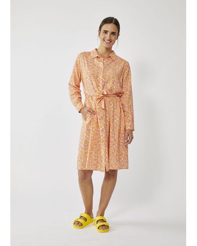 Codello Blusenkleid aus Viskose mit Millefleurs-Muster - Orange