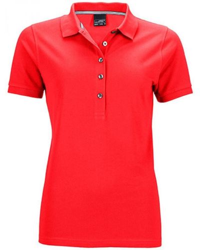 James & Nicholson Poloshirt Pima Polo / feine Piqué-Qualität - Rot
