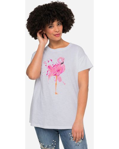 Angel of Style Rundhalsshirt T-Shirt Flamingo Rundhals Halbarm - Weiß